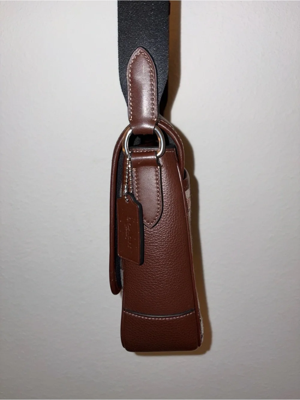 COACH Brown Leather & Signature Canvas Messenger Bag